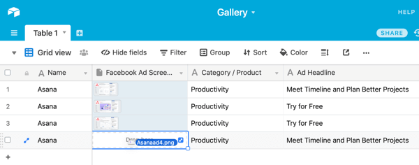 Создание файла с помощью Airtable 